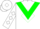 Silk - White, green triangular panel, green diamond emblem, white diamonds on sleeves