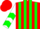 Silk - Red, green stripes, white sleeves, green chevrons, red cap