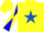Silk - Yellow, royal blue star, blue and yellow diagonal quartered sleeves, yellow cap
