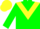 Silk - Green, yellow triangular panel, yellow cap, green visor