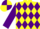 Silk - Yellow, purple band of diamonds and sleeves, quartered cap