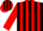 Silk - Black, red vertical stripes, red stripes on slvs