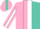 Silk - Pink and turquoise halves, white stripe