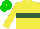 Silk - Pale yellow, hunter green hoop, green cap, yellow button
