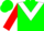 Silk - Green, white triangular panel, red sleeves