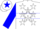 Silk - White, white 'mcm' and stars on red and blue hoop, white star on blue sleeves