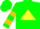 Silk - Green, yellow triangle, gold bars on sleeves