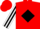 Silk - Red, black diamond in white frame, black stripe on sleeves