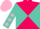 Silk - Hot pink and turquoise diagonal quarters, turquoise sleeves, pink stars, pink cap