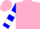 Silk - Fluorescent pink, blue 'd', two white hoops on sleeves, pink cap