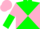 Silk - Green and pink diagonal quarters, pink and green vertical halved sleeves, pink cap