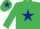 Silk - Emerald green, dark blue star, emerald green sleeves and cap, dark blue star
