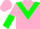 Silk - Pink, green triangular panel, pink and green halved slvs