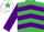Silk - Emerald green & purple chevrons, purple sleeves, emerald green armlet, white cap, emerald green star