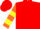 Silk - Red, orange & yellow emblem, yellow bars on sleeves