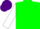 Silk - Green, purple framed, white 'j', purple stripe on white sleeves, purple cap