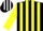 Silk - Black, white panels on front and back, yellow stripes on sleeves