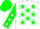 Silk - White, hunter green stars, green sleeves, white stars, green cap
