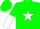 Silk - green, white star, green and white halved sleeves
