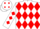 Silk - White, red band of diamonds, diamonds on  sleeves and cap