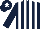 Silk - Dark blue and white stripes, dark blue sleeves, dark blue cap, white star