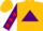 Silk - Gold, purple triangle, red 'r', purple sleeves, red dots, gold cap
