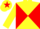 Silk - Yellow body, red diabolo, yellow arms, green chevron, yellow cap, red star