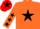 Silk - Orange, Black star and stars on sleeves, Red cap, Black star