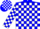 Silk - Blue, white blocks, white 'sf'