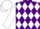 Silk - Purple, purple 'bmkce' on white diamonds, white 'hps', white sleeves, white cap
