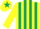 Silk - Yellow and dark green stripes, yellow sleeves, yellow cap, dark green star