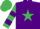 Silk - Purple, emerald green star, emerald green and purple hooped sleeves, emerald green cap