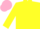 Silk - Yellow, pink square, pink band on sleeves, yellow and pink cap