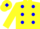 Silk - yellow, blue spots, yellow cap, blue diamond