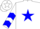 Silk - White, blue star, blue chevrons on sleeves
