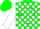 Silk - Green, white 's' in circle frame, white blocks on sleeves, green cap