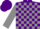 Silk - Purple, grey blocks, grey 'g' on sleeves, purple cap