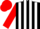 Silk - black and white stripes, red sleeves, red cap