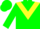 Silk - Kelly green, yellow triangular panel, green sleeves
