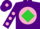 Silk - Purple, purple 'cs' on pink ball on lime diamond, pink dots on sleeves