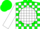 Silk - Green, green 't' on white ball, white blocks on sleeves, green cap