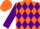 Silk - Orange, purple diamonds, purple sleeves, purple diamonds on orange cap