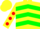 Silk - Yellow, red and green chevrons, red dots on sleeves