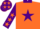 Silk - Orange, purple moon & star emblem, purple collar, purple sleeves, orange stars