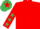 Silk - RED, emerald green stars on sleeves, emerald green cap, red star