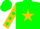 Silk - Green, gold star, gold sleeves, green dots