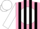 Silk - Pink, black 'km' on white ball, black stripes on white sleeves, white cap