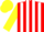 Silk - Red and white stripes, yellow sleeves and cap