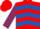 Silk - red, royal blue chevrons, white sleeves, red stripes, red cap