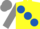 Silk - Yellow, large Royal Blue spots, Grey sleeves and cap